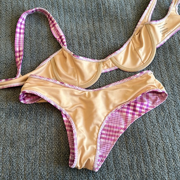 Faithfull the Brand Pernille Pink Plaid Bikini XS - Picture 8 of 8